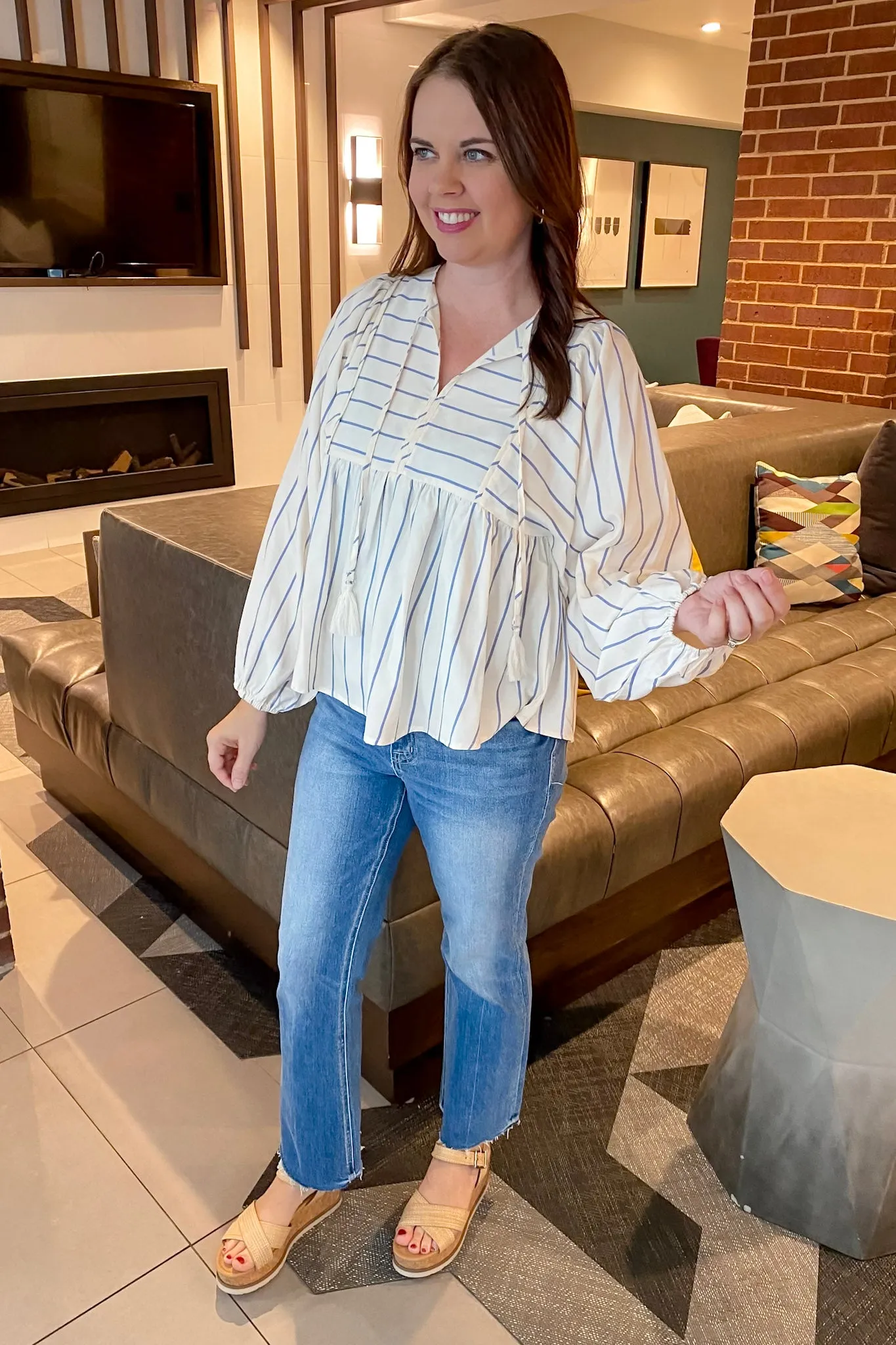 Where You Belong Blue Striped Top