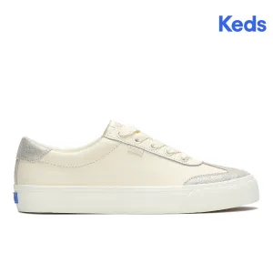 Women's Jump Kick T-Toe Leather/Glitter Suede Sneaker Egret/Champagne (WH68634-JKTOE7A270)