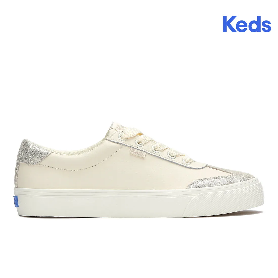 Women's Jump Kick T-Toe Leather/Glitter Suede Sneaker Egret/Champagne (WH68634-JKTOE7A270)