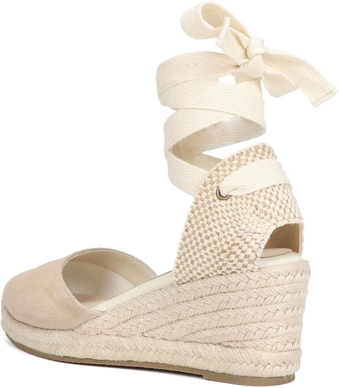 Womens Platform Wedges Espadrilles, 3" Wedge, Soft Ankle-Tie Strap, Closed Toe, Classic Summer Sandals