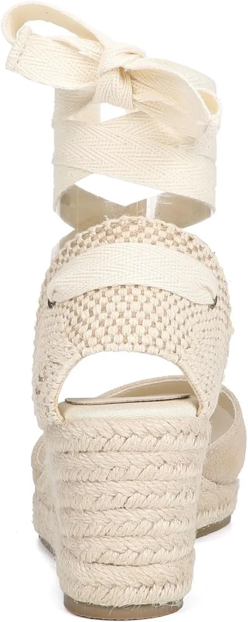 Womens Platform Wedges Espadrilles, 3" Wedge, Soft Ankle-Tie Strap, Closed Toe, Classic Summer Sandals